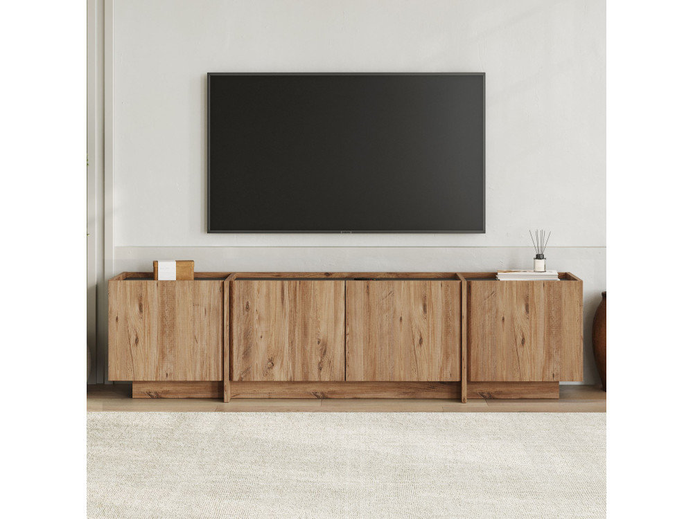 TV-Möbel aus Holz "Lowen" - 180 x 35 x 46 cm - Atlantikkiefer / Anthrazit