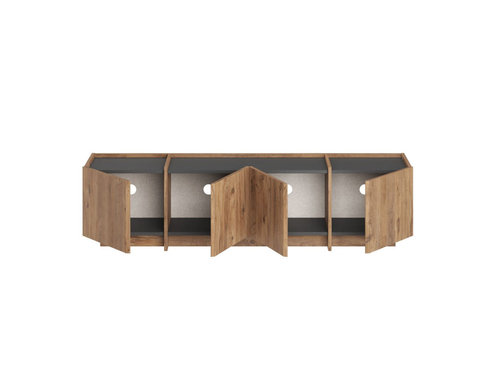TV-Möbel aus Holz "Lowen" - 180 x 35 x 46 cm - Atlantikkiefer / Anthrazit