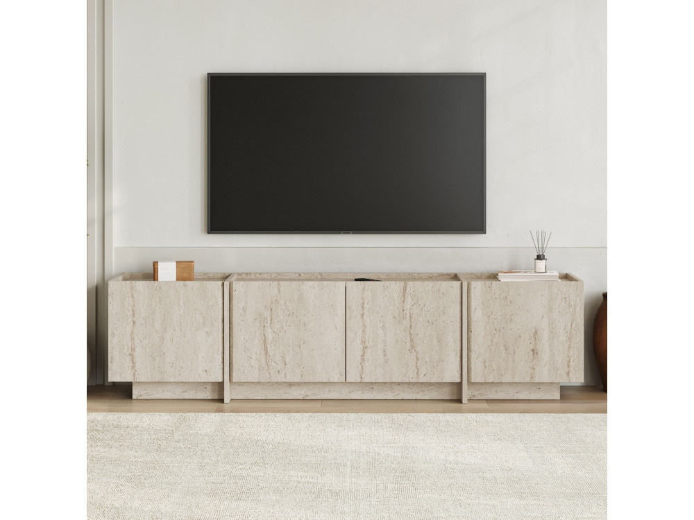 TV-Möbel aus Holz "Lowen" - 180 x 35 x 46 cm - Travertin