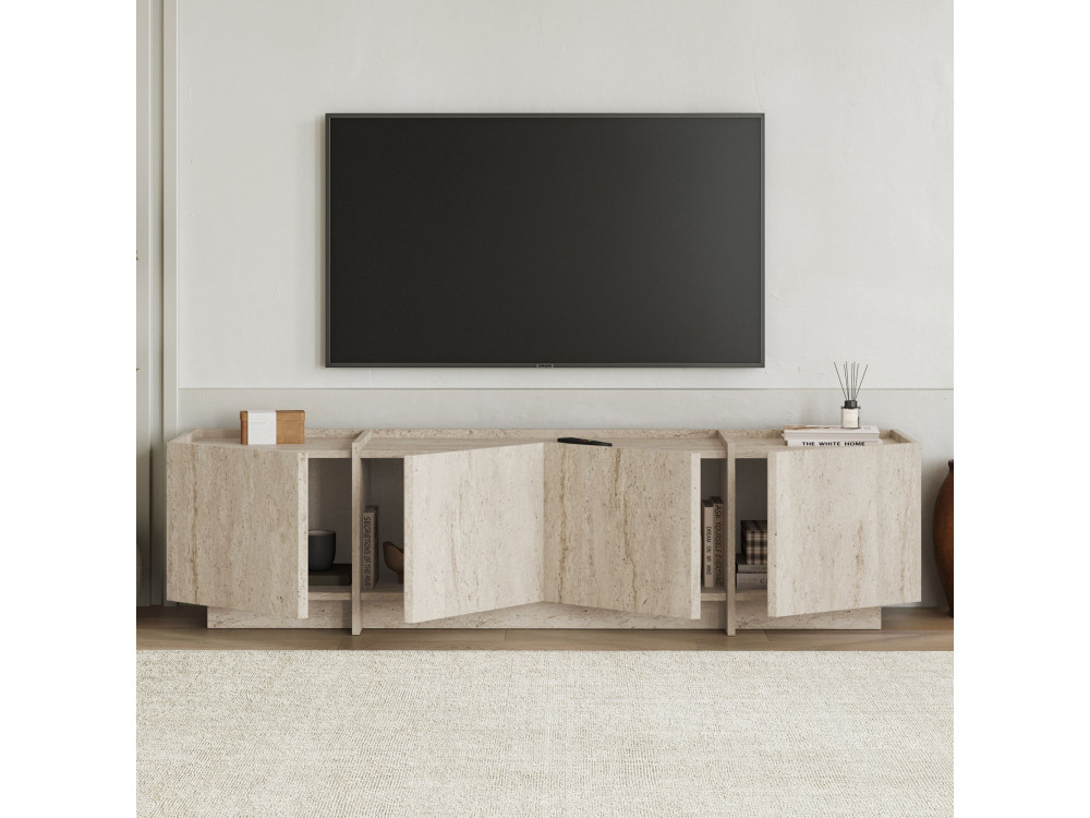 TV-Möbel aus Holz "Lowen" - 180 x 35 x 46 cm - Travertin