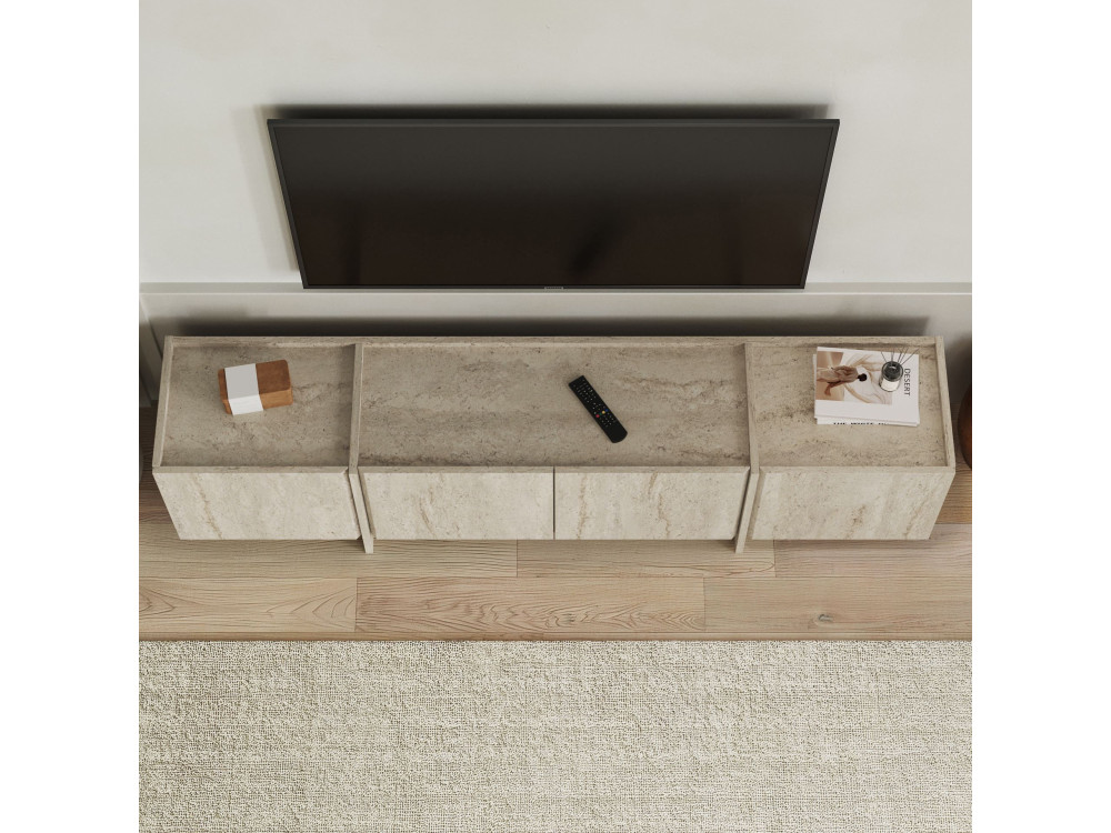 TV-Möbel aus Holz "Lowen" - 180 x 35 x 46 cm - Travertin