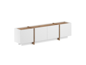 TV-Möbel aus Holz "Lowen" - 180 x 35 x 46 cm - Weiß / Atlantikkiefer
