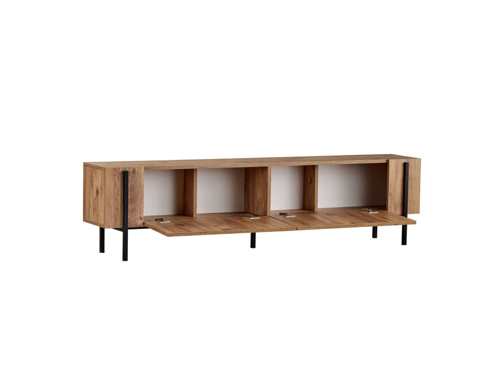 TV-Möbel aus Holz "Nexus" - 180 x 30 x 45 cm - Atlantische Kiefer / Schwarz