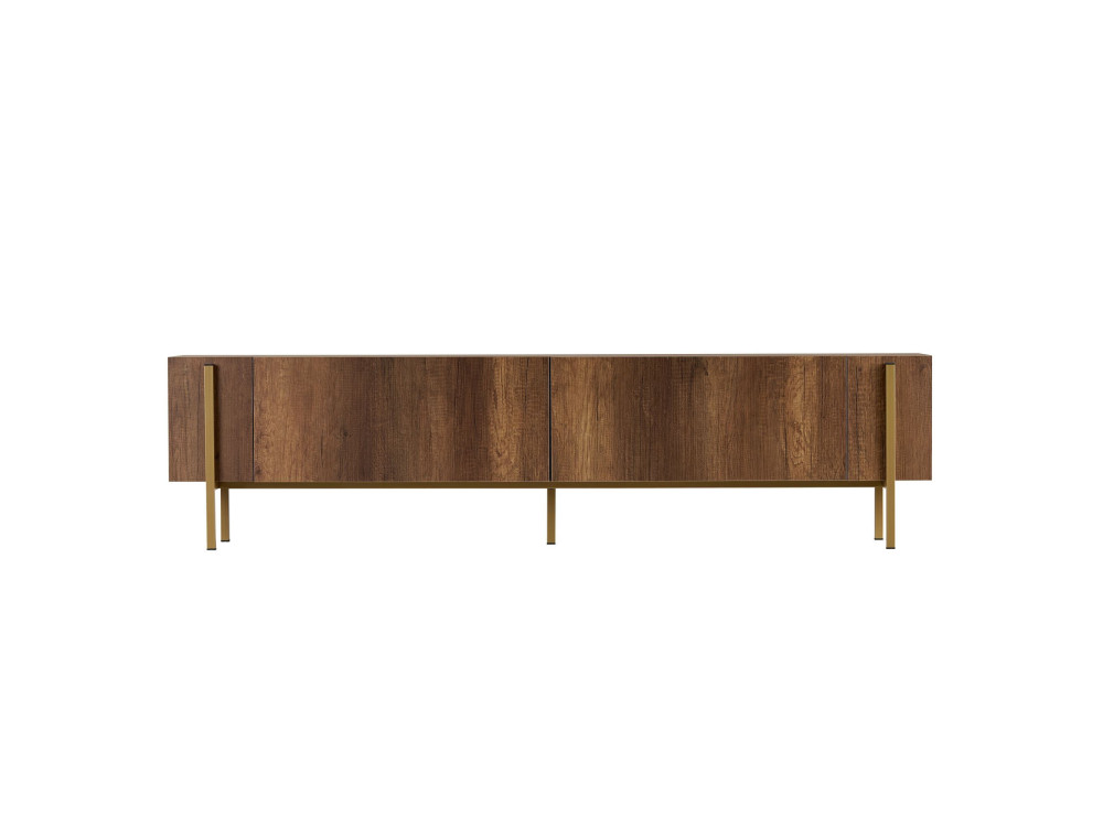 TV-Möbel aus Holz "Nexus" - 180 x 30 x 45 cm - Nussbaum Barock Gold