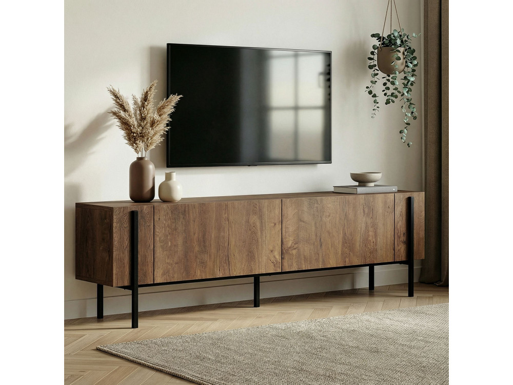 TV-Möbel aus Holz "Nexus" - 180 x 30 x 45 cm - Eiche Kafkas / Schwarz