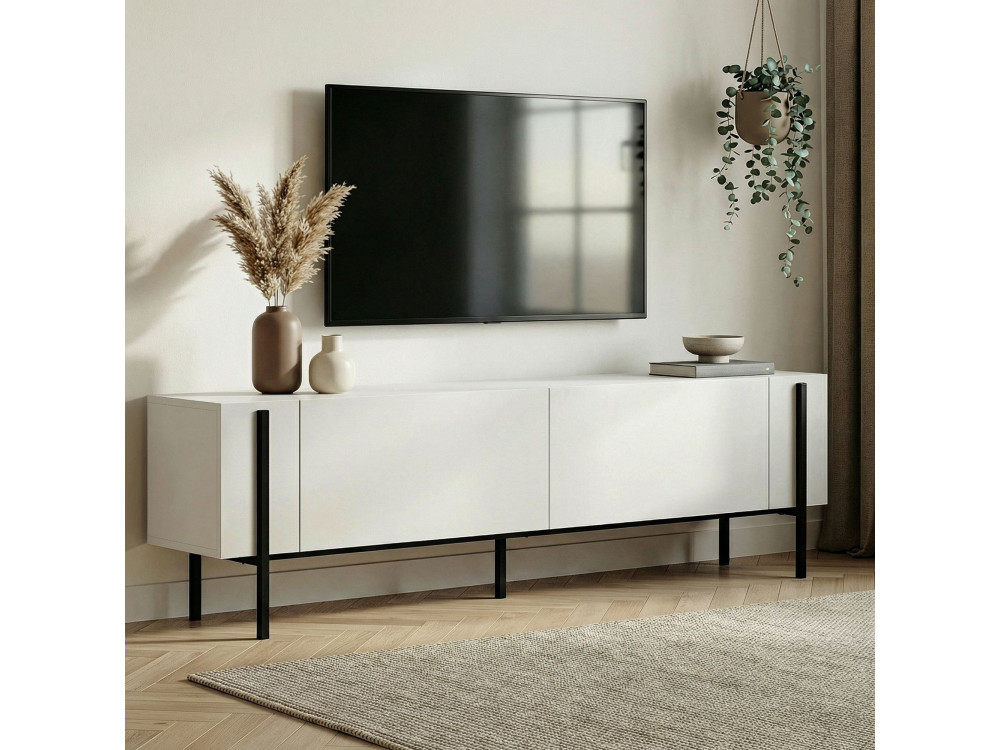 TV-Möbel aus Holz "Nexus" - 180 x 30 x 45 cm - Holz Schwarz / Schwarz