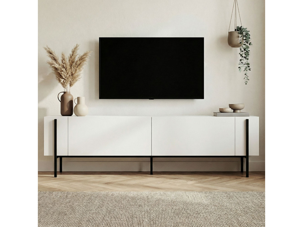 TV-Möbel aus Holz "Nexus" - 180 x 30 x 45 cm - Holz Schwarz / Schwarz