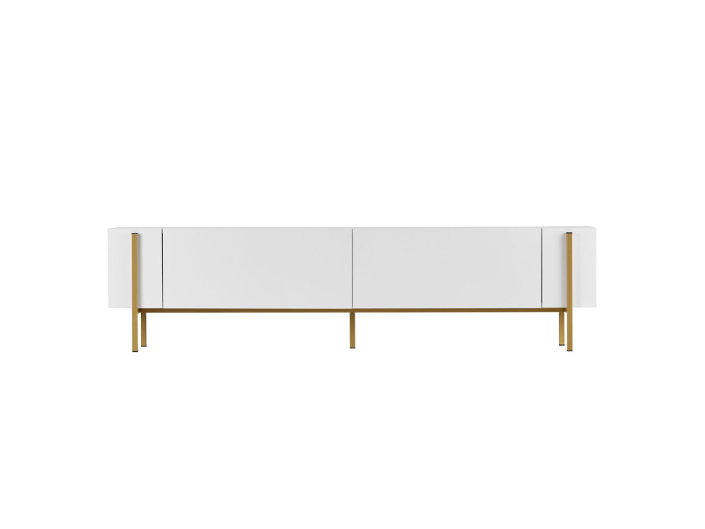 TV-Möbel aus Holz "Nexus" - 180 x 30 x 45 cm - Weiß / Gold