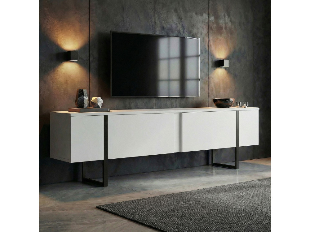 TV-Möbel aus Holz "Onera" - 180 x 30 x 45 cm - WhiteBlack
