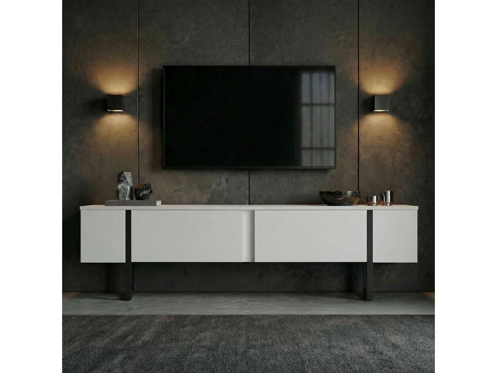 TV-Möbel aus Holz "Onera" - 180 x 30 x 45 cm - WhiteBlack