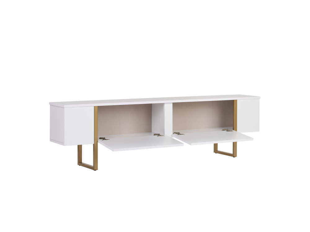 TV-Möbel aus Holz "Onera" - 180 x 30 x 50 cm - Weiß / Gold