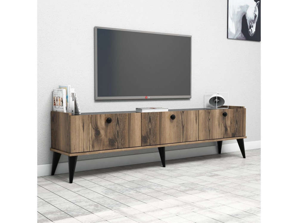 TV-Möbel aus Holz "Lidya" - 180 x 35 x 49 cm - Braun