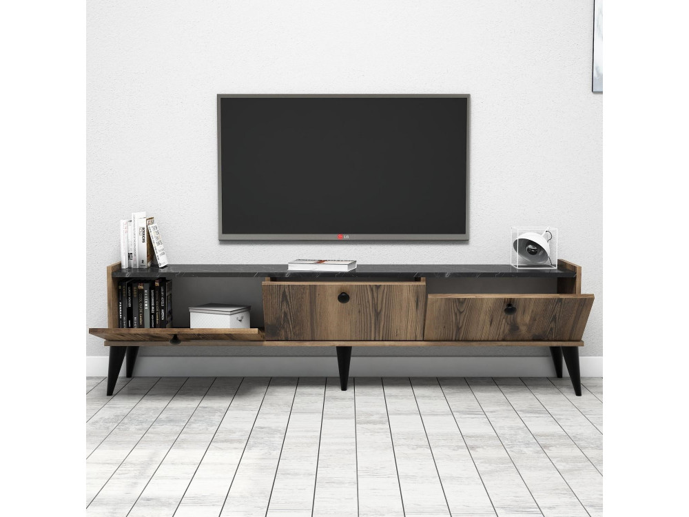 TV-Möbel aus Holz "Lidya" - 180 x 35 x 49 cm - Braun