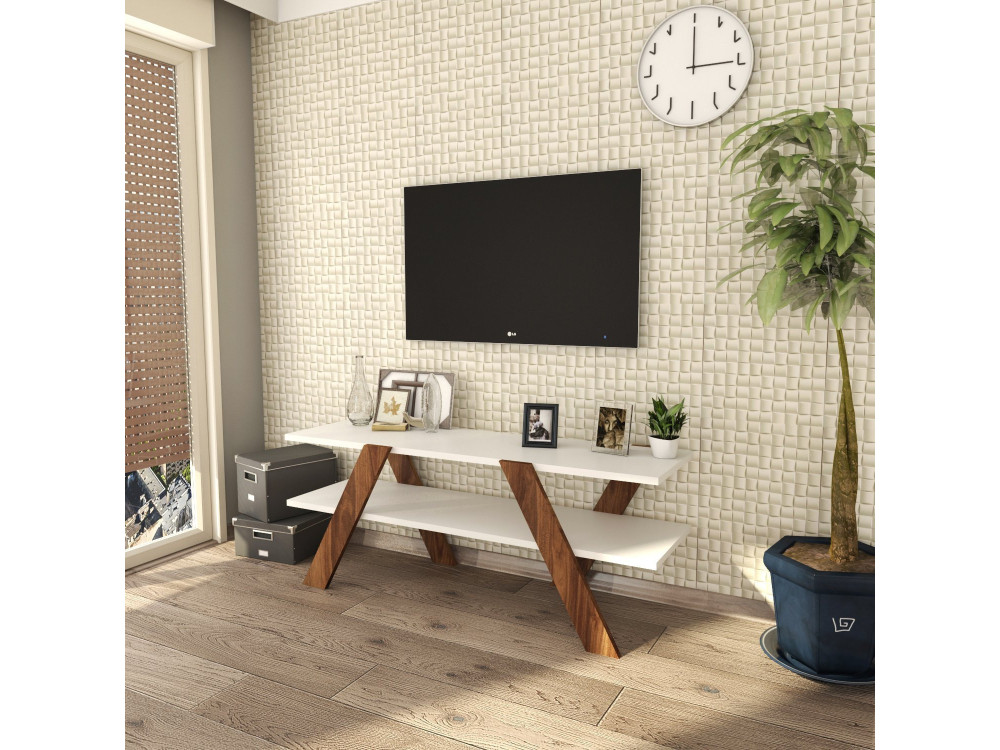 TV-Möbel aus Holz "Basic" - 120 x 33 x 45 cm - Weiß