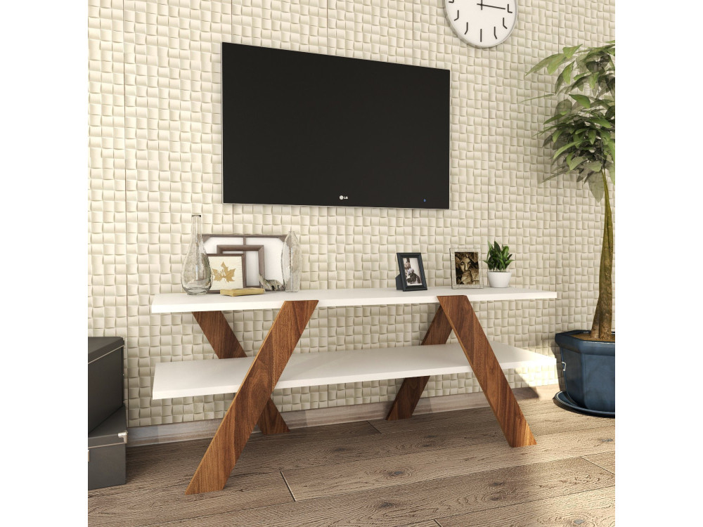 TV-Möbel aus Holz "Basic" - 120 x 33 x 45 cm - Weiß