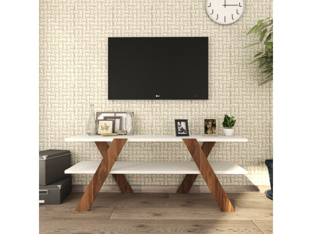 TV-Möbel aus Holz "Basic" - 120 x 33 x 45 cm - Weiß