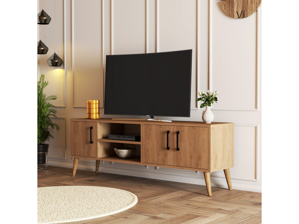 TV-Möbel aus Holz "Exxen" - 150 x 34 x 52 cm - Braun