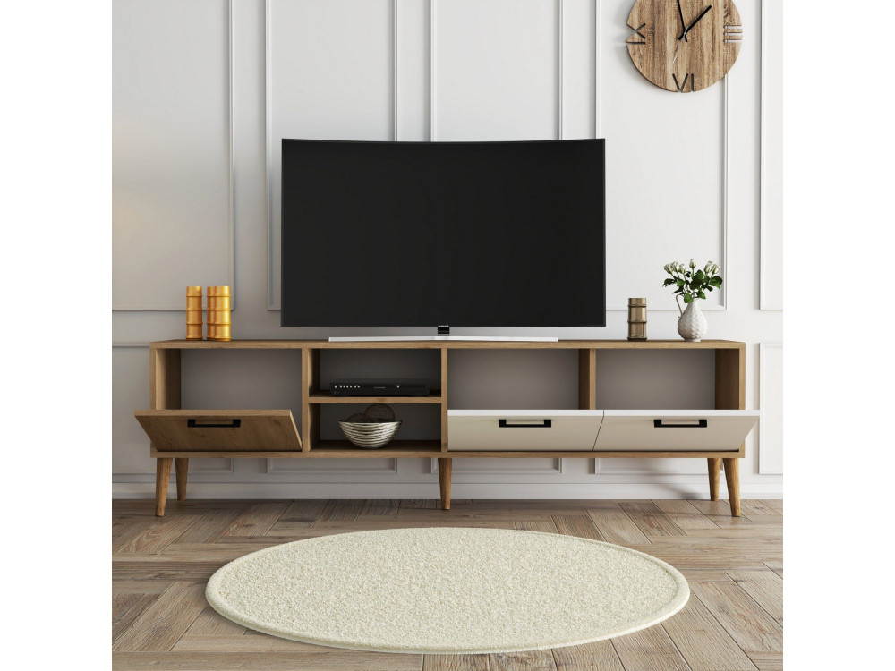TV-Möbel aus Holz "Exxen" - 180 x 35 x 53 cm - Weiß