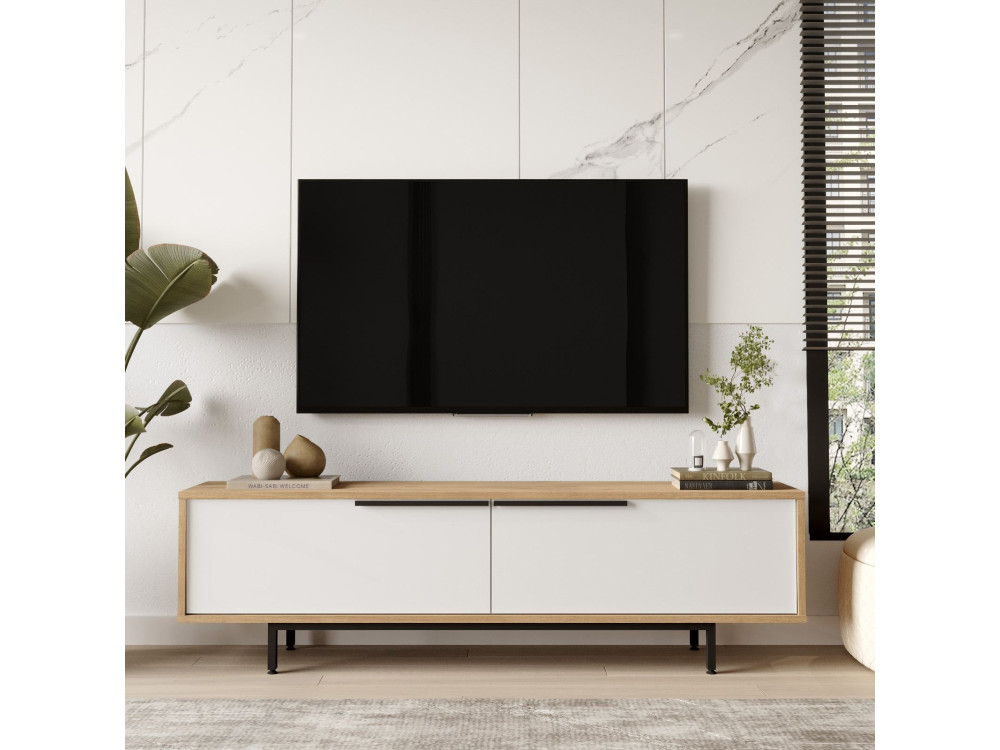 TV-Möbel aus Holz "ON1-SW" - 160 x 35 x 45 cm - Weiß