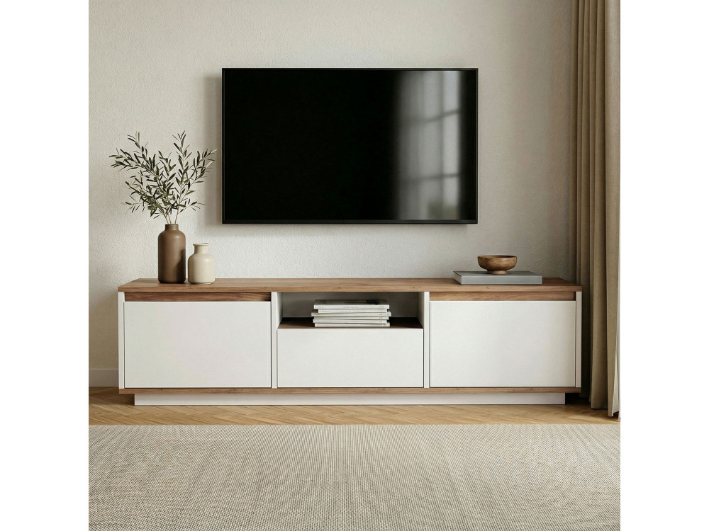 TV-Möbel aus Holz "Sentinel" - 160 x 30 x 42 cm - Weiß