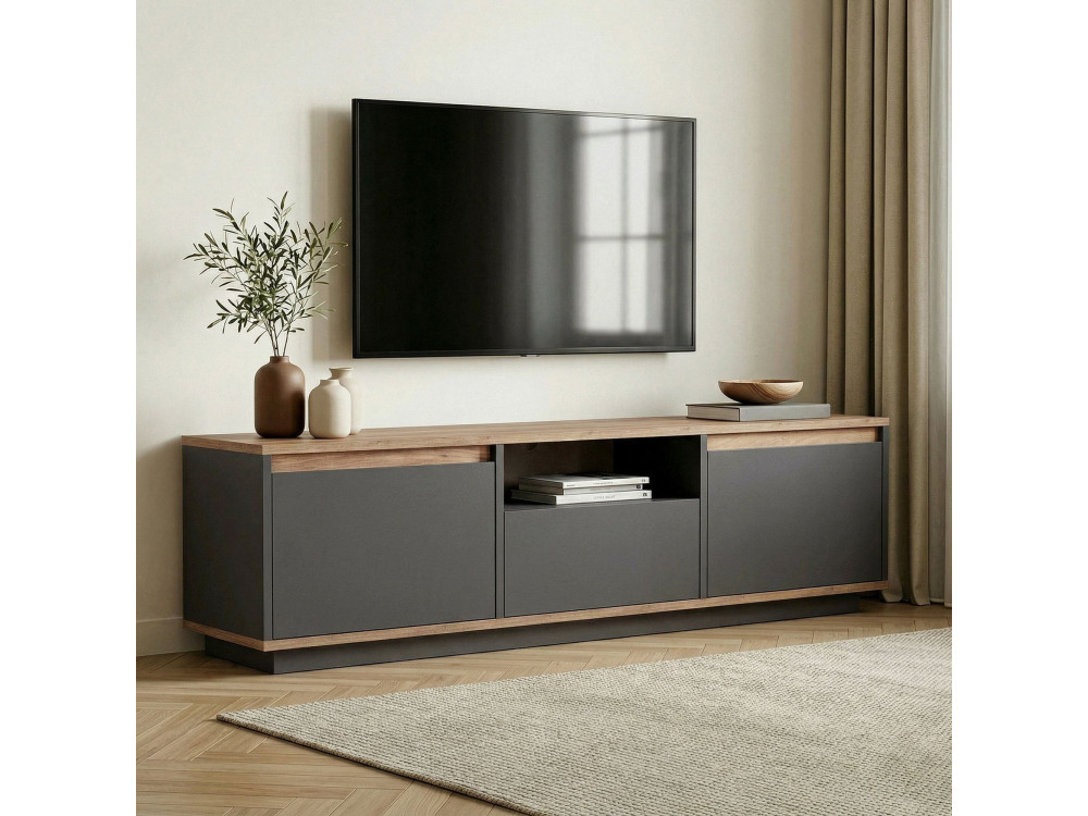 TV-Möbel aus Holz "Sentinel" - 160 x 30 x 42 cm - Anthrazitgrau
