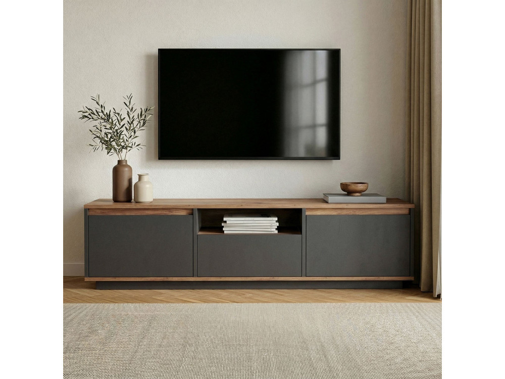 TV-Möbel aus Holz "Sentinel" - 160 x 30 x 42 cm - Anthrazitgrau
