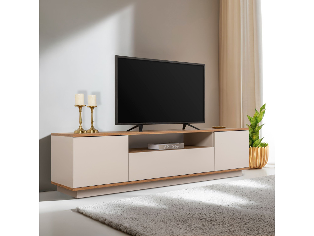TV-Möbel aus Holz "Veramont" - 180 x 44 x 44 cm - Creme