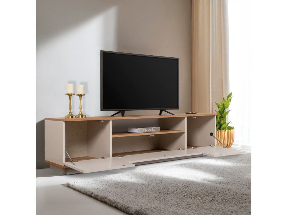 TV-Möbel aus Holz "Veramont" - 180 x 44 x 44 cm - Creme