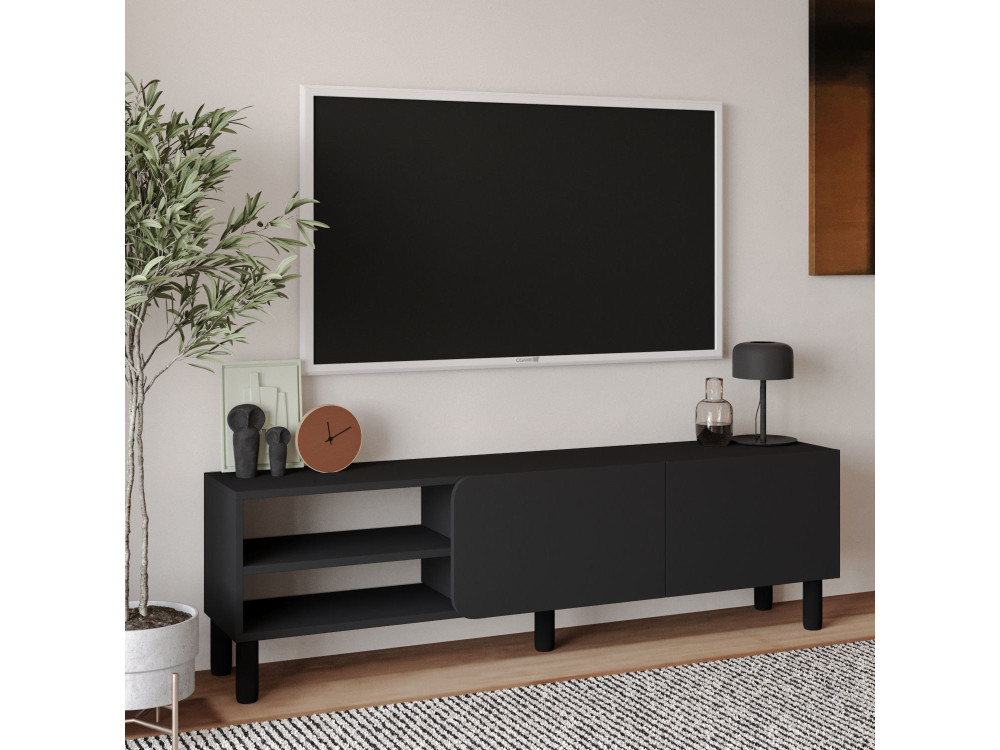 TV-Möbel aus Holz "River" - 150 x 31.4 x 48.2 cm - Anthrazit