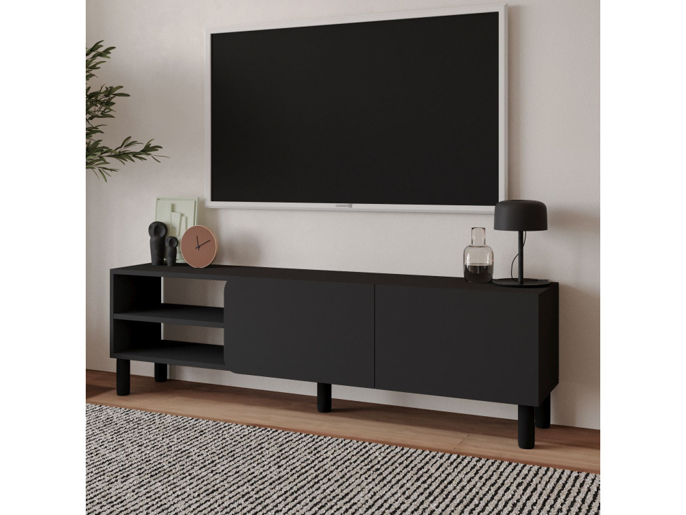 TV-Möbel aus Holz "River" - 150 x 31.4 x 48.2 cm - Anthrazit