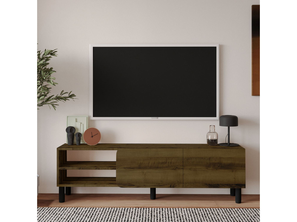TV-Möbel aus Holz "River" - 150 x 31.4 x 48.2 cm - Nussbaum Antik