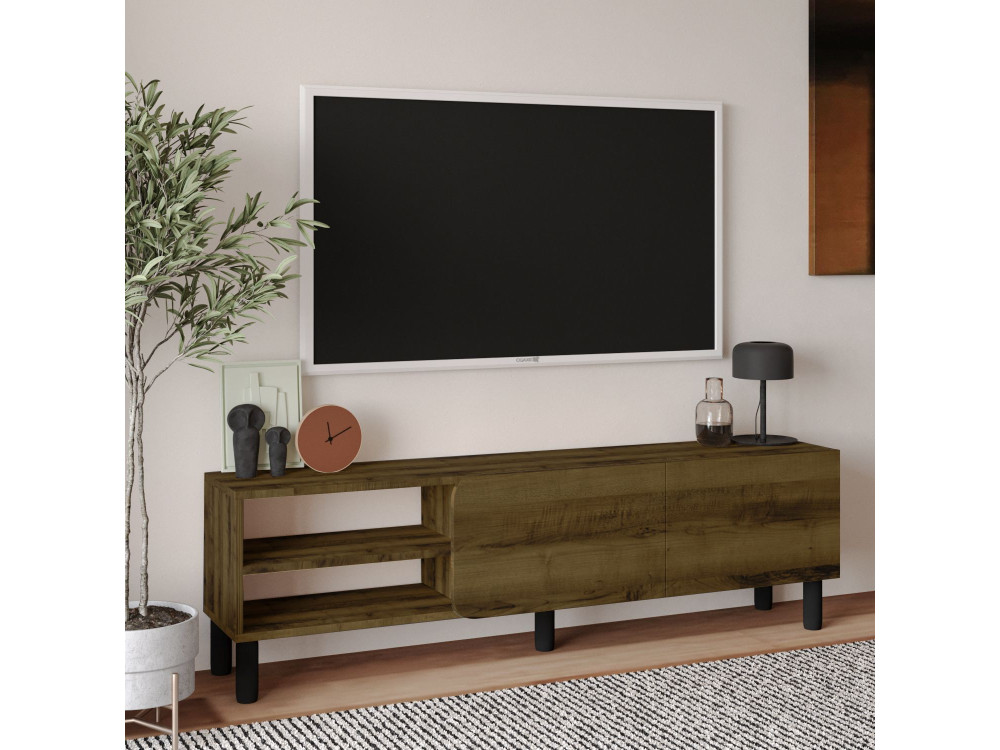 TV-Möbel aus Holz "River" - 150 x 31.4 x 48.2 cm - Nussbaum Antik