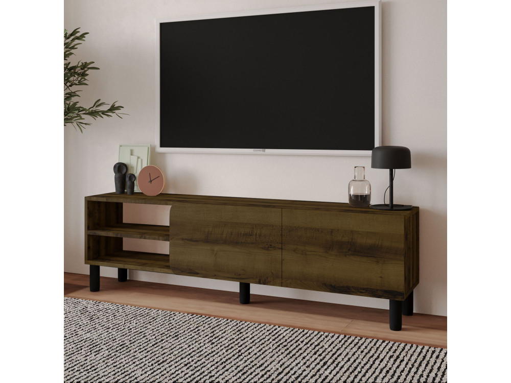TV-Möbel aus Holz "River" - 150 x 31.4 x 48.2 cm - Nussbaum Antik