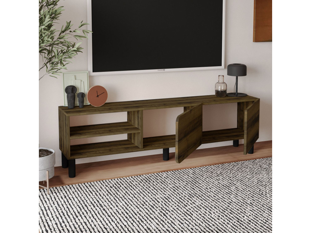TV-Möbel aus Holz "River" - 150 x 31.4 x 48.2 cm - Nussbaum Antik