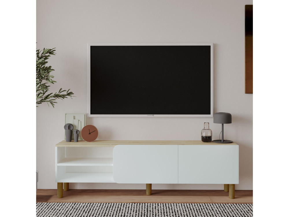 TV-Möbel aus Holz "River" - 150 x 31 x 48 cm - Weiß
