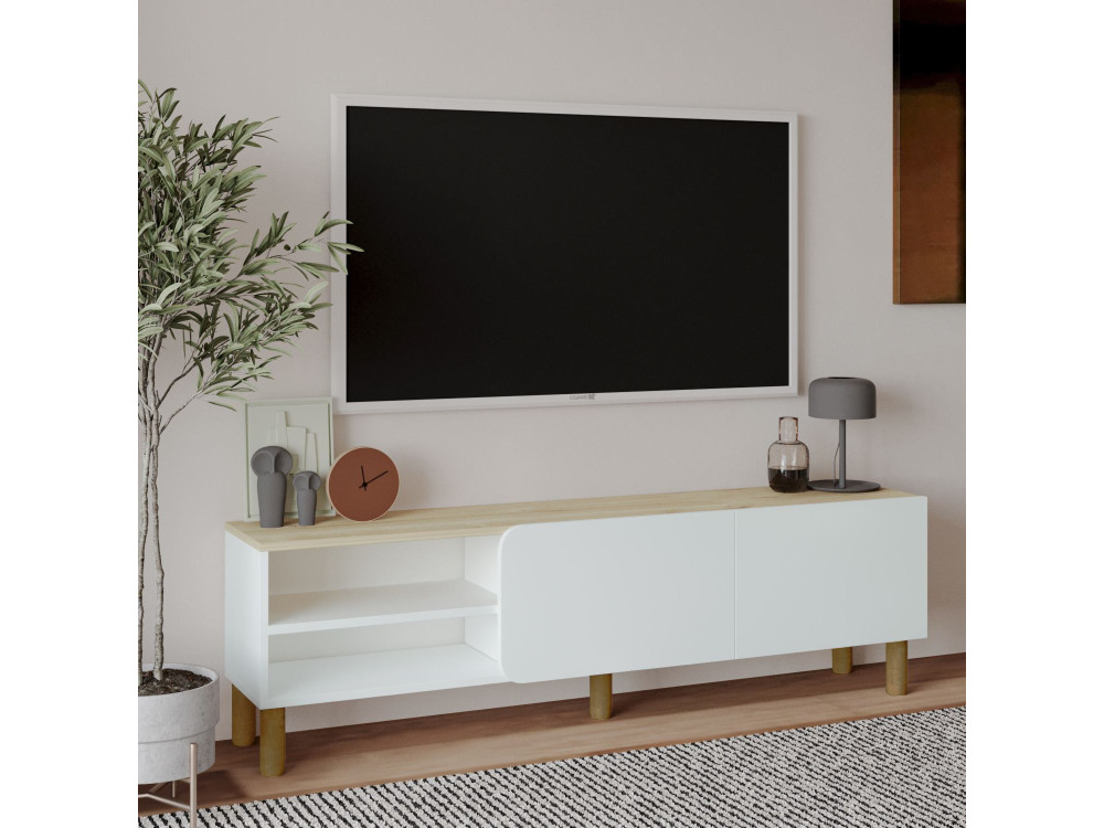 TV-Möbel aus Holz "River" - 150 x 31 x 48 cm - Weiß