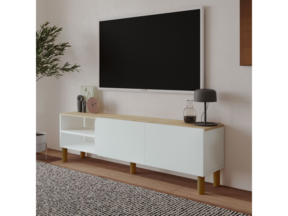 TV-Möbel aus Holz "River" - 150 x 31 x 48 cm - Weiß