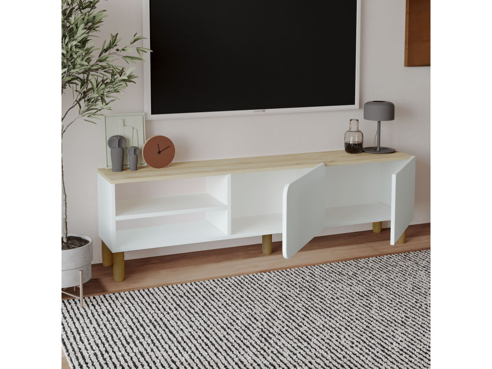 TV-Möbel aus Holz "River" - 150 x 31 x 48 cm - Weiß
