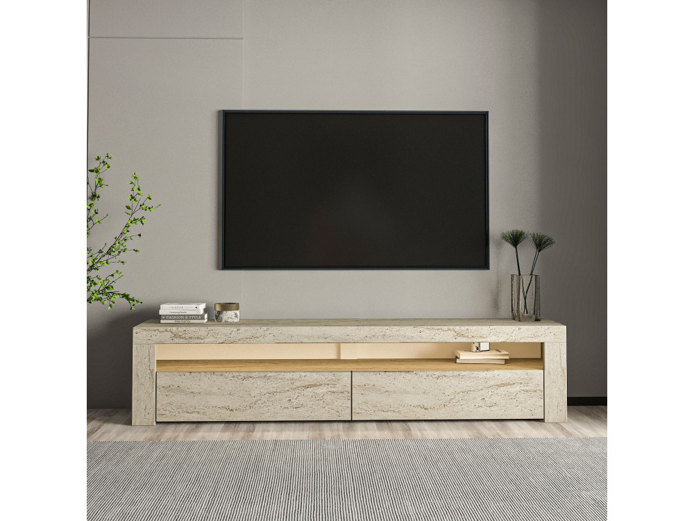 TV-Möbel aus Holz "Bati" - 150 x 36 x 46 cm - Travertin