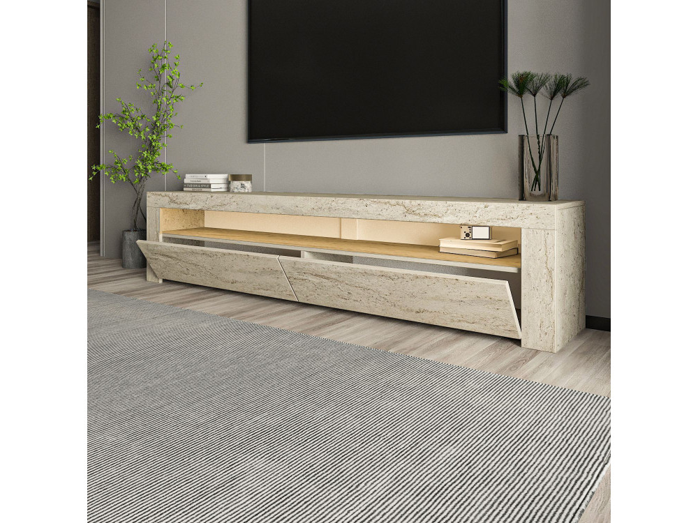 TV-Möbel aus Holz "Bati" - 150 x 36 x 46 cm - Travertin