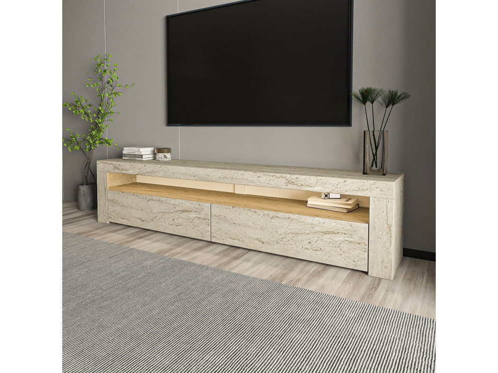 TV-Möbel aus Holz "Bati" - 150 x 36 x 46 cm - Travertin