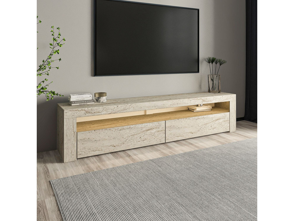 TV-Möbel aus Holz "Bati" - 150 x 36 x 46 cm - Travertin