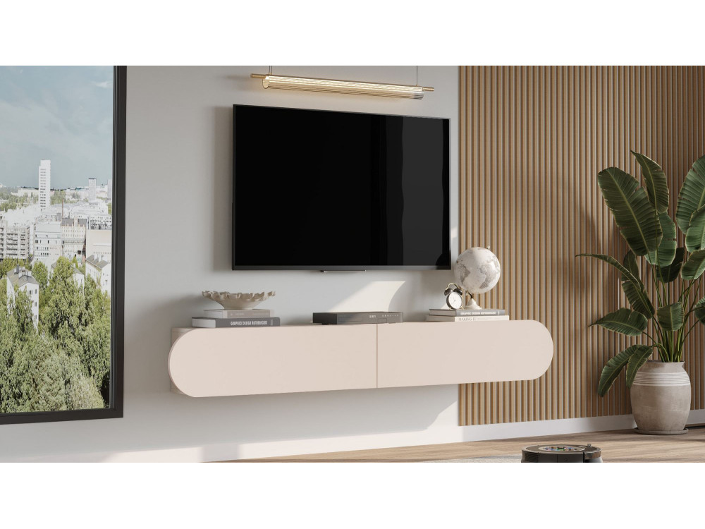 TV-Möbel aus Holz "LUM1" - 180 x 31 x 29 cm - Creme