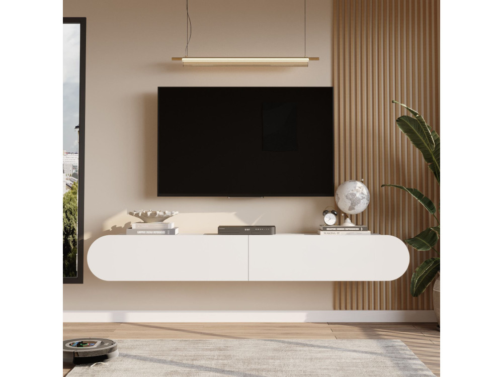 TV-Möbel aus Holz "LUM1" - 180 x 31 x 29 cm - Weiß