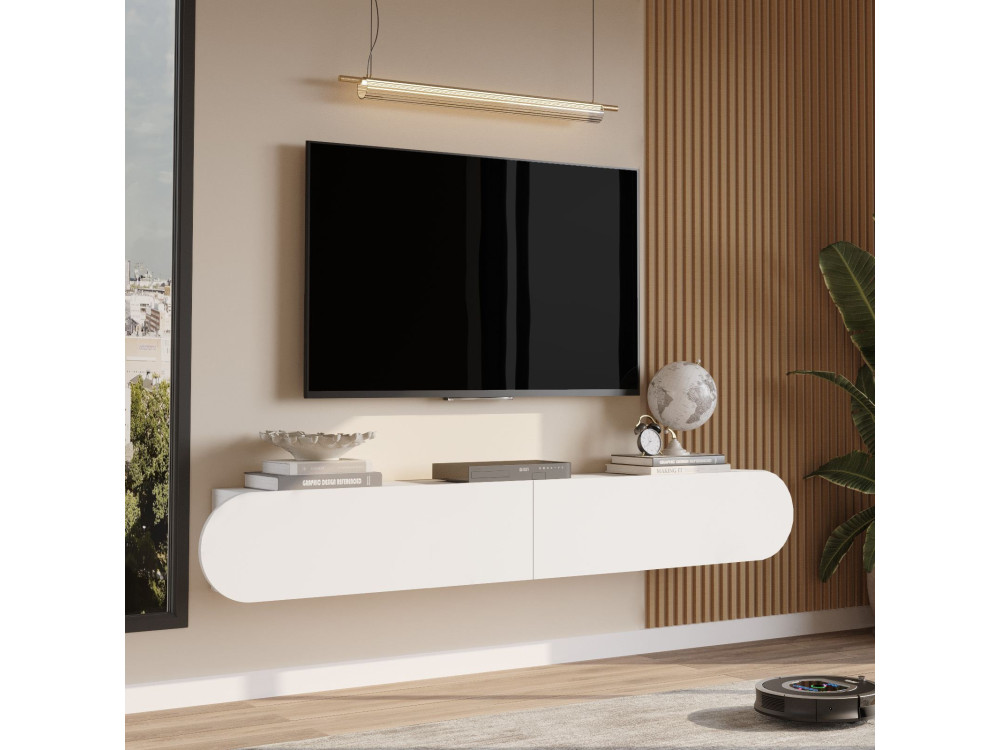 TV-Möbel aus Holz "LUM1" - 180 x 31 x 29 cm - Weiß