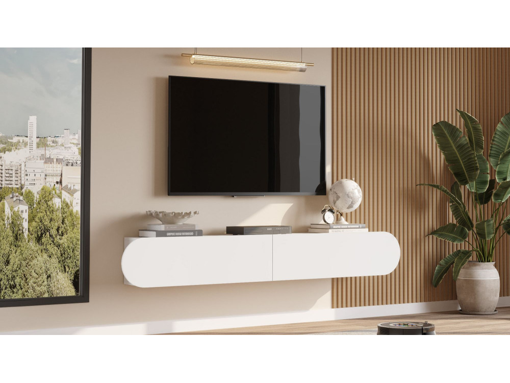 TV-Möbel aus Holz "LUM1" - 180 x 31 x 29 cm - Weiß