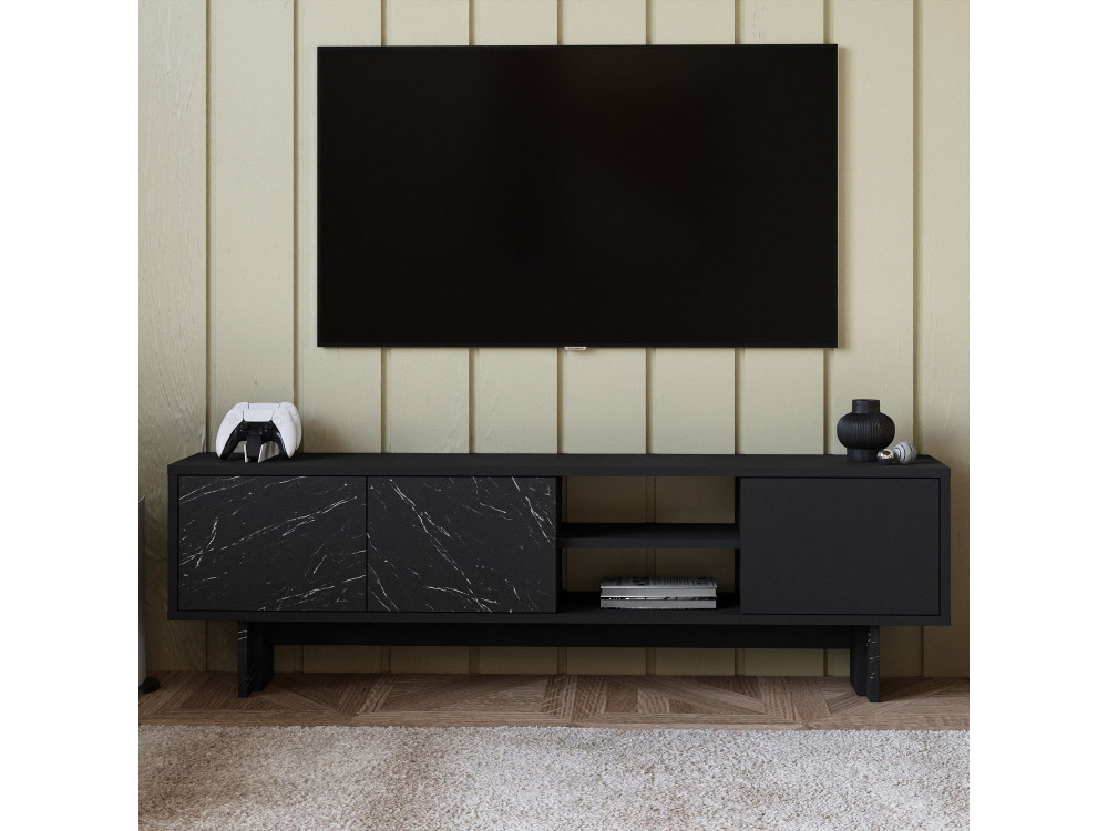 TV-Möbel aus Holz "Ravello" - 150 x 30 x 45 cm - Schwarz