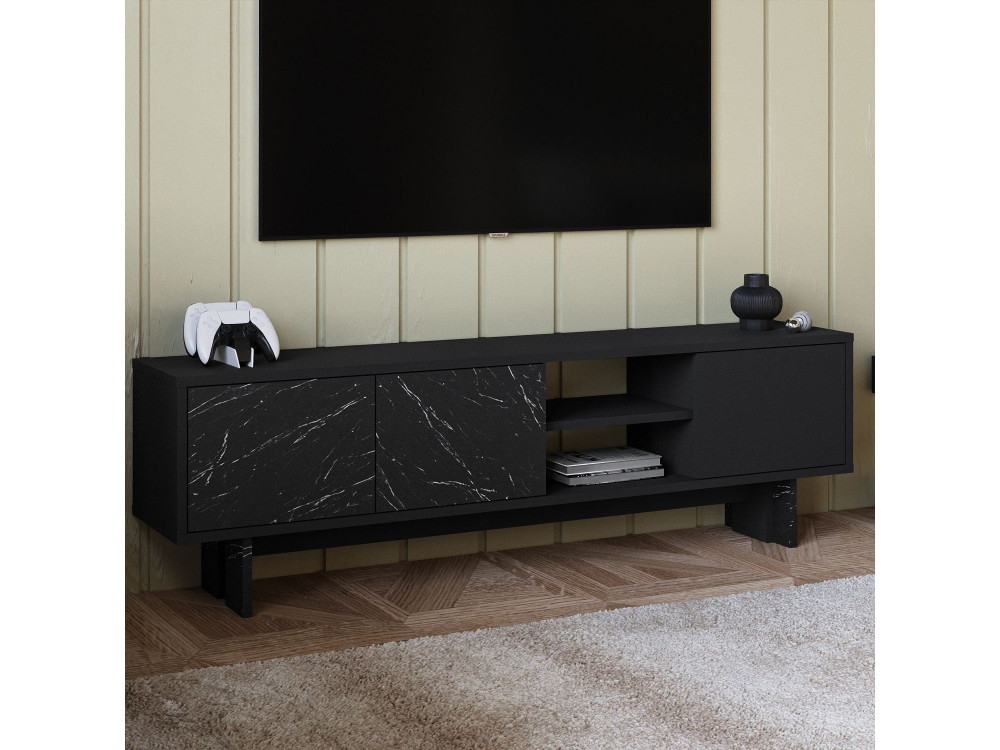 TV-Möbel aus Holz "Ravello" - 150 x 30 x 45 cm - Schwarz