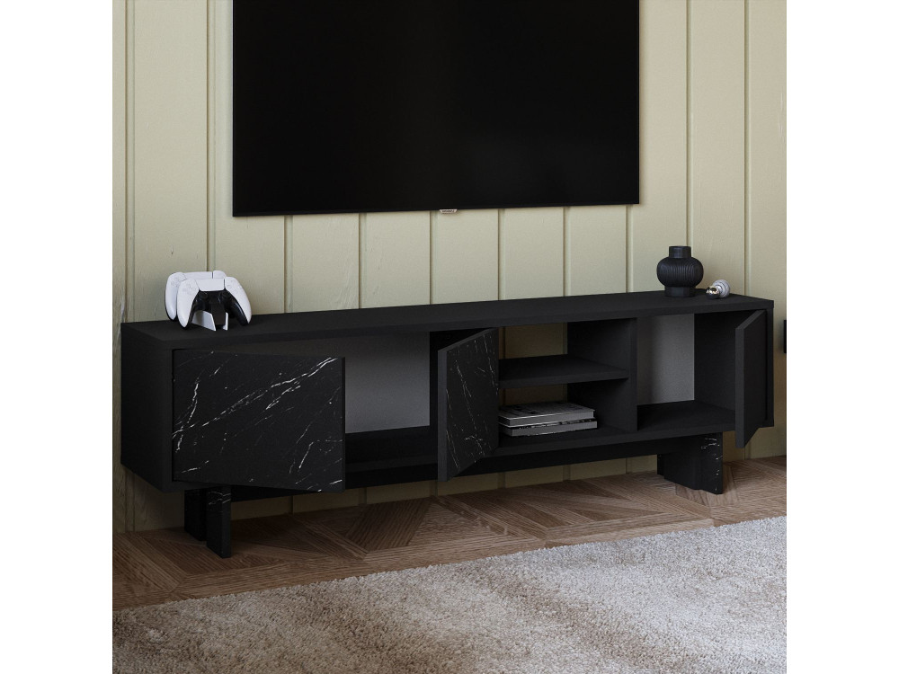 TV-Möbel aus Holz "Ravello" - 150 x 30 x 45 cm - Schwarz