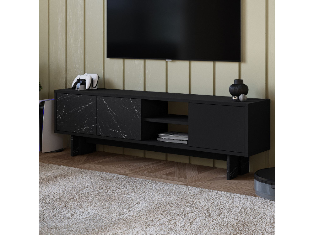 TV-Möbel aus Holz "Ravello" - 150 x 30 x 45 cm - Schwarz